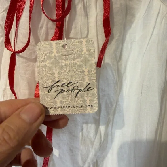 Free People White Maxi Cotton Dress with Red Embroidery - Picture 10 of 15